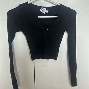 Princess Polly Cropped Button Up Black Sweater